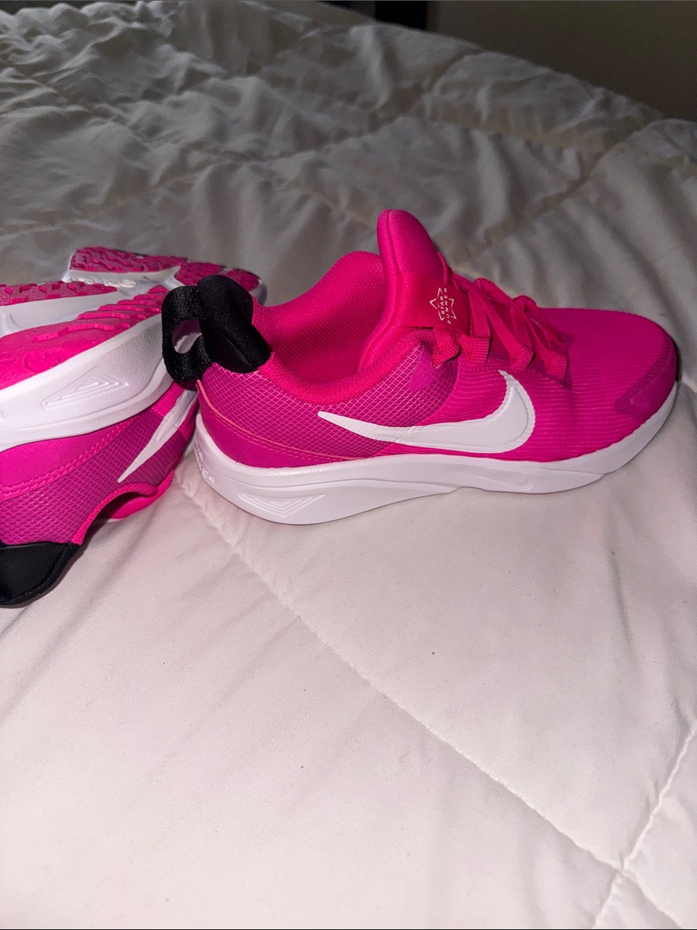 Nike Girls' Bright Pink and White Lightweight Sneakers